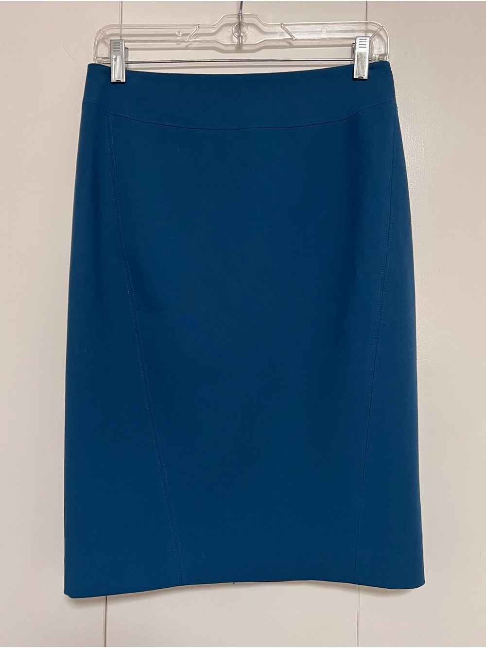 Ann Taylor LOFT Dark Teal Seamed Pencil Skirt Stretch Sz 2T Tall Office Career